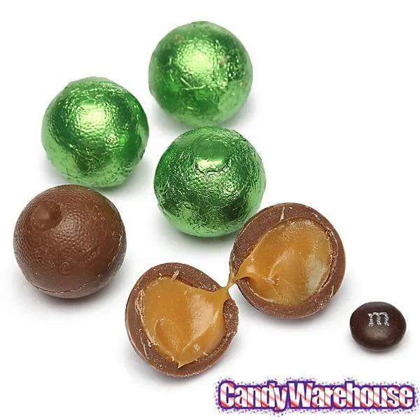 Palmer Foiled Caramel Filled Chocolate Candy Balls - Kiwi Green: 5LB Bag