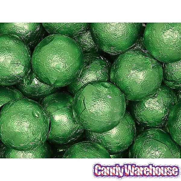 Palmer Foiled Caramel Filled Chocolate Candy Balls - Kiwi Green: 5LB Bag