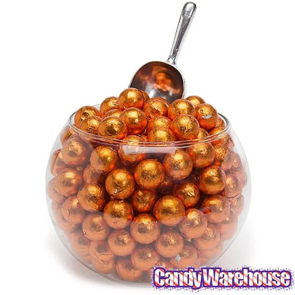 Palmer Foiled Caramel Filled Chocolate Candy Balls - Orange: 5LB Bag