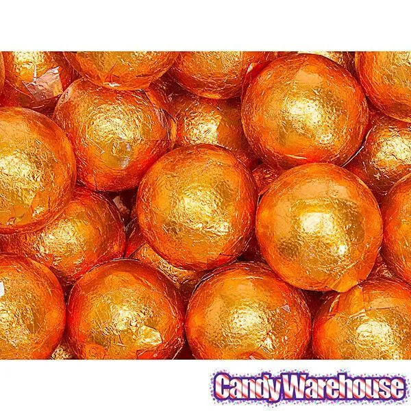 Palmer Foiled Caramel Filled Chocolate Candy Balls - Orange: 5LB Bag