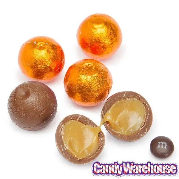 Palmer Foiled Caramel Filled Chocolate Candy Balls - Orange: 5LB Bag