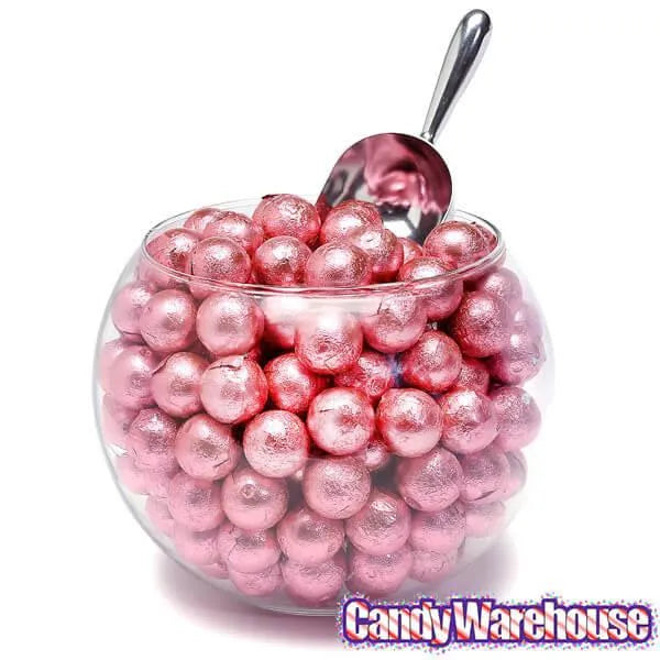 Palmer Foiled Caramel Filled Chocolate Candy Balls - Pink: 5LB Bag