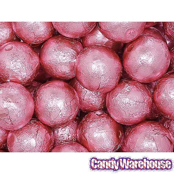 Palmer Foiled Caramel Filled Chocolate Candy Balls - Pink: 5LB Bag