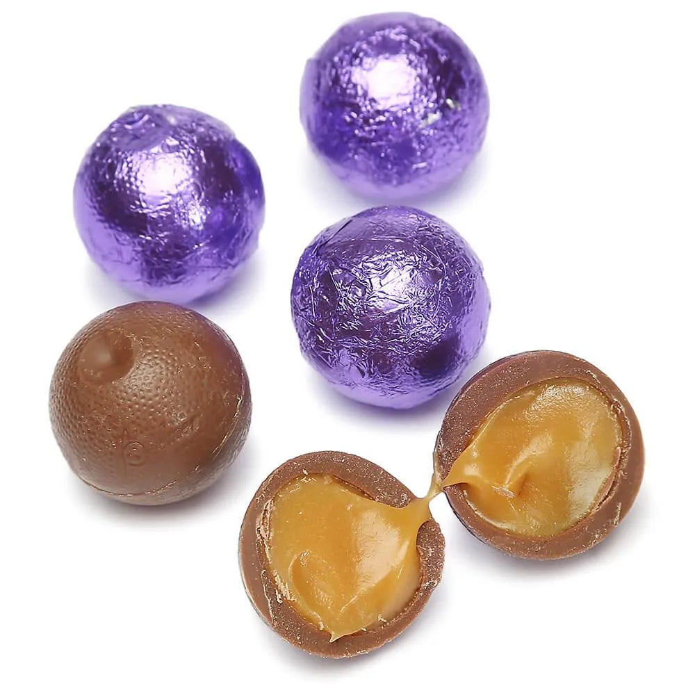 Palmer Foiled Caramel Filled Chocolate Candy Balls - Purple: 5LB Bag