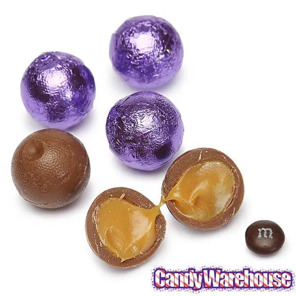 Palmer Foiled Caramel Filled Chocolate Candy Balls - Purple: 5LB Bag