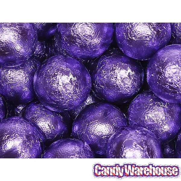 Palmer Foiled Caramel Filled Chocolate Candy Balls - Purple: 5LB Bag