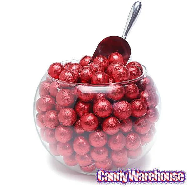 Palmer Foiled Caramel Filled Chocolate Candy Balls - Red: 5LB Bag