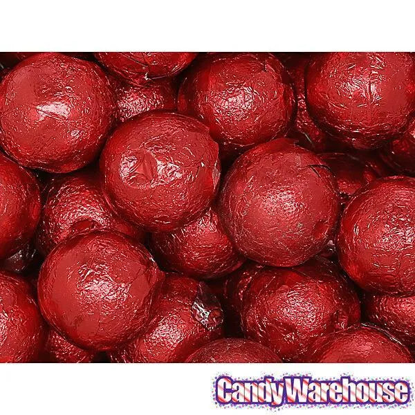 Palmer Foiled Caramel Filled Chocolate Candy Balls - Red: 5LB Bag