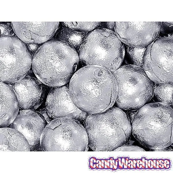 Palmer Foiled Caramel Filled Chocolate Candy Balls - Silver: 5LB Bag