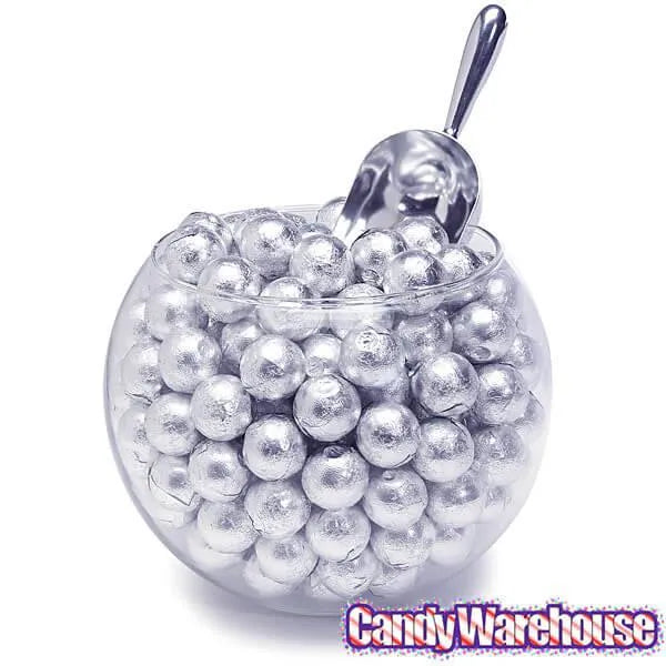 Palmer Foiled Caramel Filled Chocolate Candy Balls - Silver: 5LB Bag