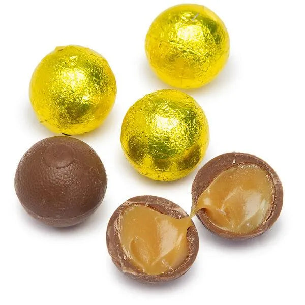 Palmer Foiled Caramel Filled Chocolate Candy Balls - Yellow: 5LB Bag