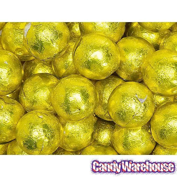 Palmer Foiled Caramel Filled Chocolate Candy Balls - Yellow: 5LB Bag