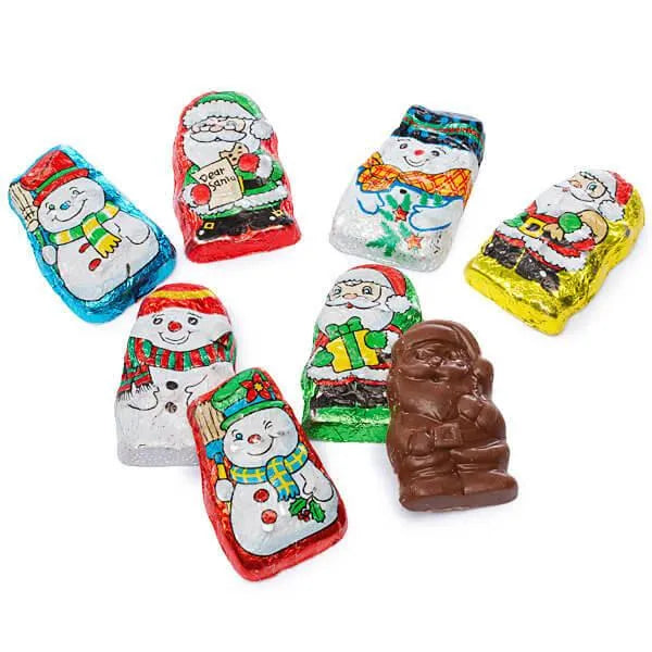 Palmer Foiled Mini Chocolate Santas and Snowmen: 4LB Bag