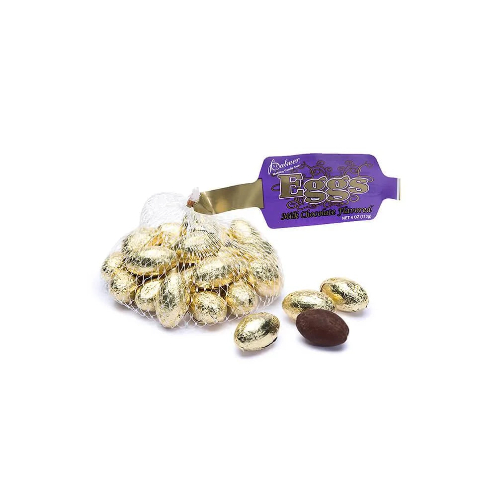 Palmer Gold Foiled Chocolate Eggs in Mesh Bags: 18-Piece Box