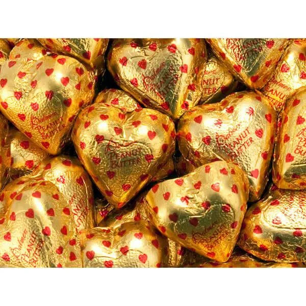 Palmer Gold Foiled Peanut Butter Filled Milk Chocolate Hearts: 4LB Bag