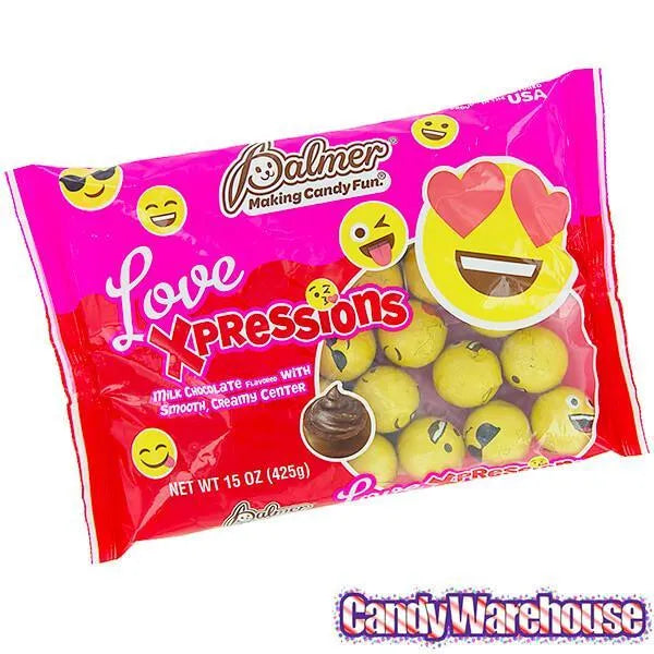 Palmer Love Xpressions Valentine Emojis Foiled Chocolate Balls: 15-Ounce Bag