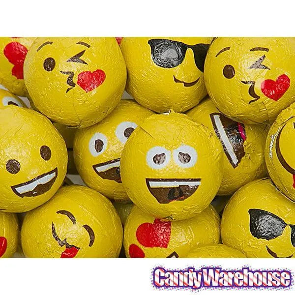 Palmer Love Xpressions Valentine Emojis Foiled Chocolate Balls in Mesh Bags: 18-Piece Box