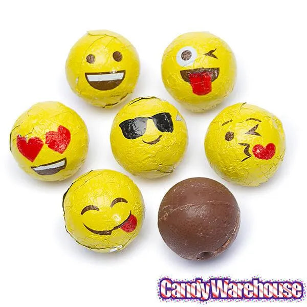 Palmer Love Xpressions Valentine Emojis Foiled Chocolate Balls in Mesh Bags: 18-Piece Box