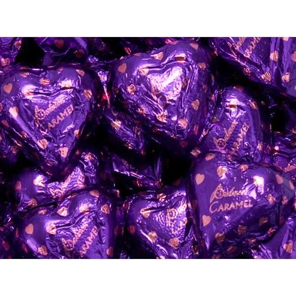 Palmer Purple Foiled Caramel Filled Milk Chocolate Hearts: 4LB Bag