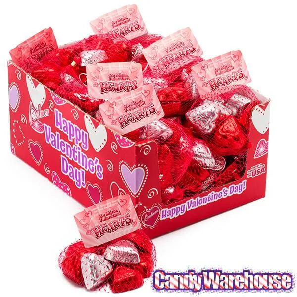 Palmer Valentine Chocolate Hearts in Mesh Bags: 18-Piece Box