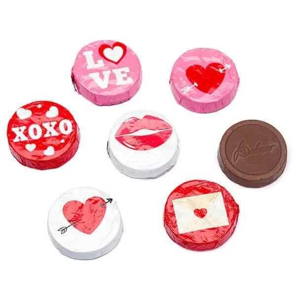 Palmer Valentine Foiled Chocolate Candy Rounds: 4LB Bag