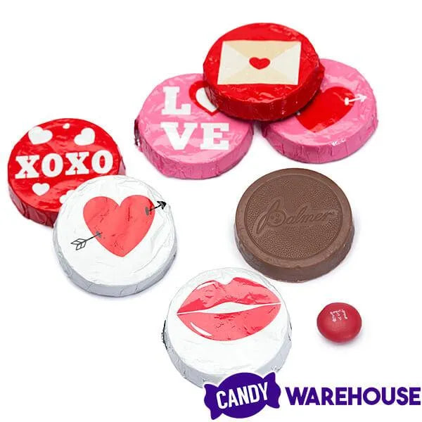 Palmer Valentine Foiled Chocolate Candy Rounds: 4LB Bag