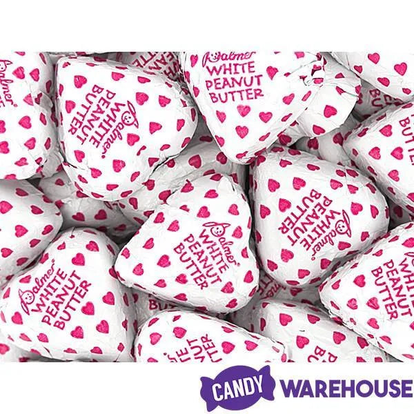 Palmer Valentine Foiled Peanut Butter Filled White Chocolate Hearts: 4LB Bag