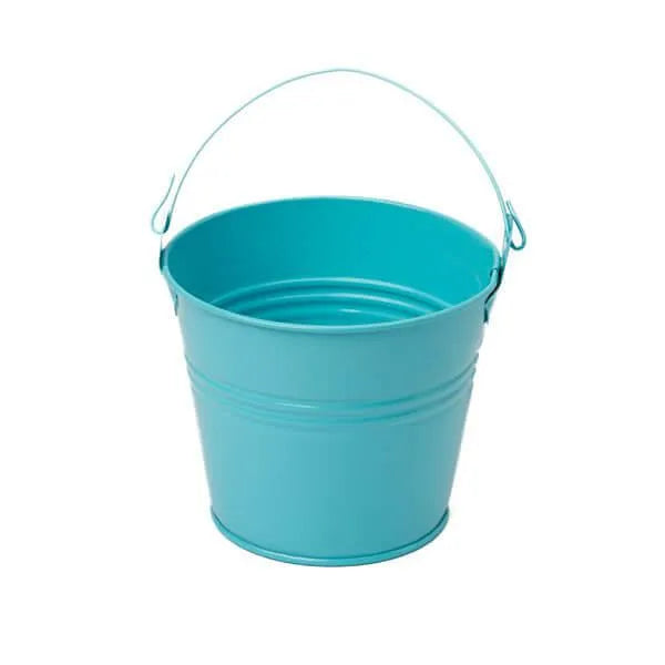 Pastel Blue Tinplate Pails with Handles: 12-Piece Set