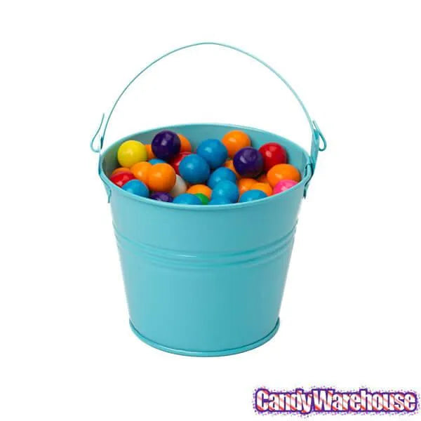 Pastel Blue Tinplate Pails with Handles: 12-Piece Set