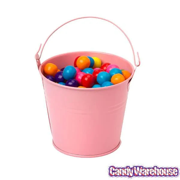 Pastel Pink Tinplate Pails with Handles: 12-Piece Set