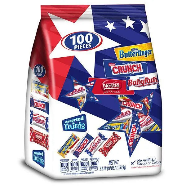 Patriotic Nestle Assorted Miniatures Candy Bars: 100-Piece Bag