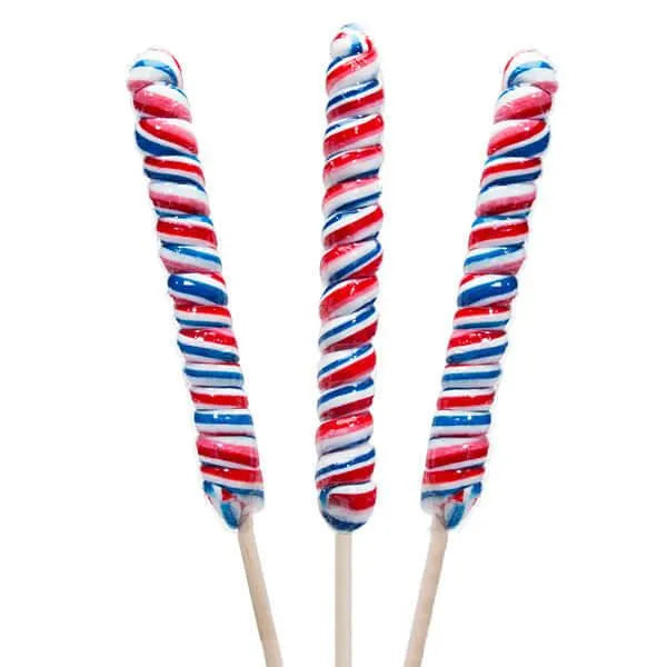 Patriotic USA Red - White - Blue 2-Ounce Twister Lollipops: 12-Piece Box