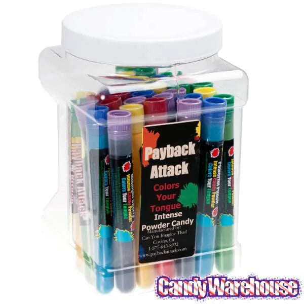 Payback Attack Sour Powder Candy Test Tubes: 35-Piece Tub