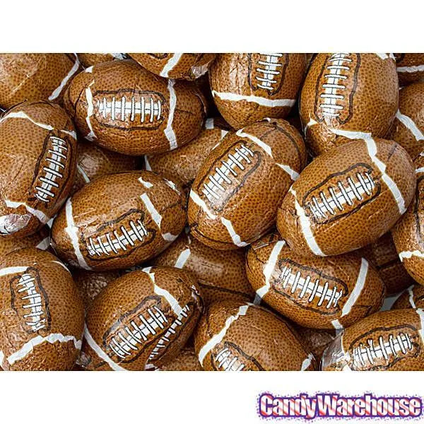 Peanut Butter Filled Chocolate Footballs in Mesh Bags: 18-Piece Box