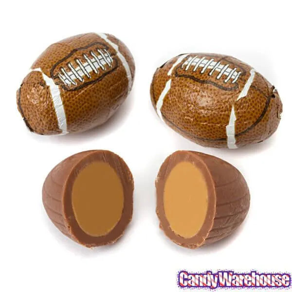 Peanut Butter Filled Chocolate Footballs in Mesh Bags: 18-Piece Box