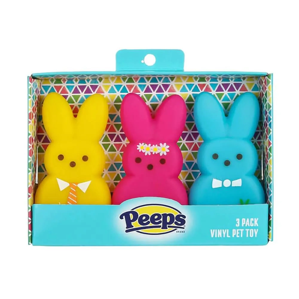 Peeps Dress-up Bunnies Vinyl Squeaker Pet Toy: 3-Piece Box