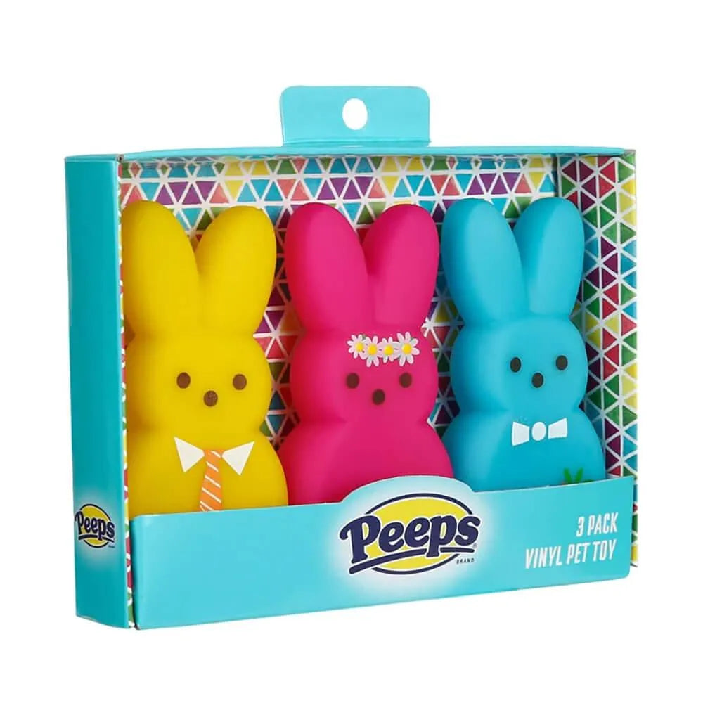 Peeps Dress-up Bunnies Vinyl Squeaker Pet Toy: 3-Piece Box