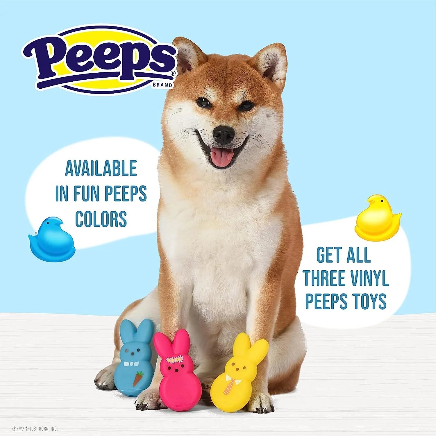 Peeps Dress-up Bunnies Vinyl Squeaker Pet Toy: 3-Piece Box