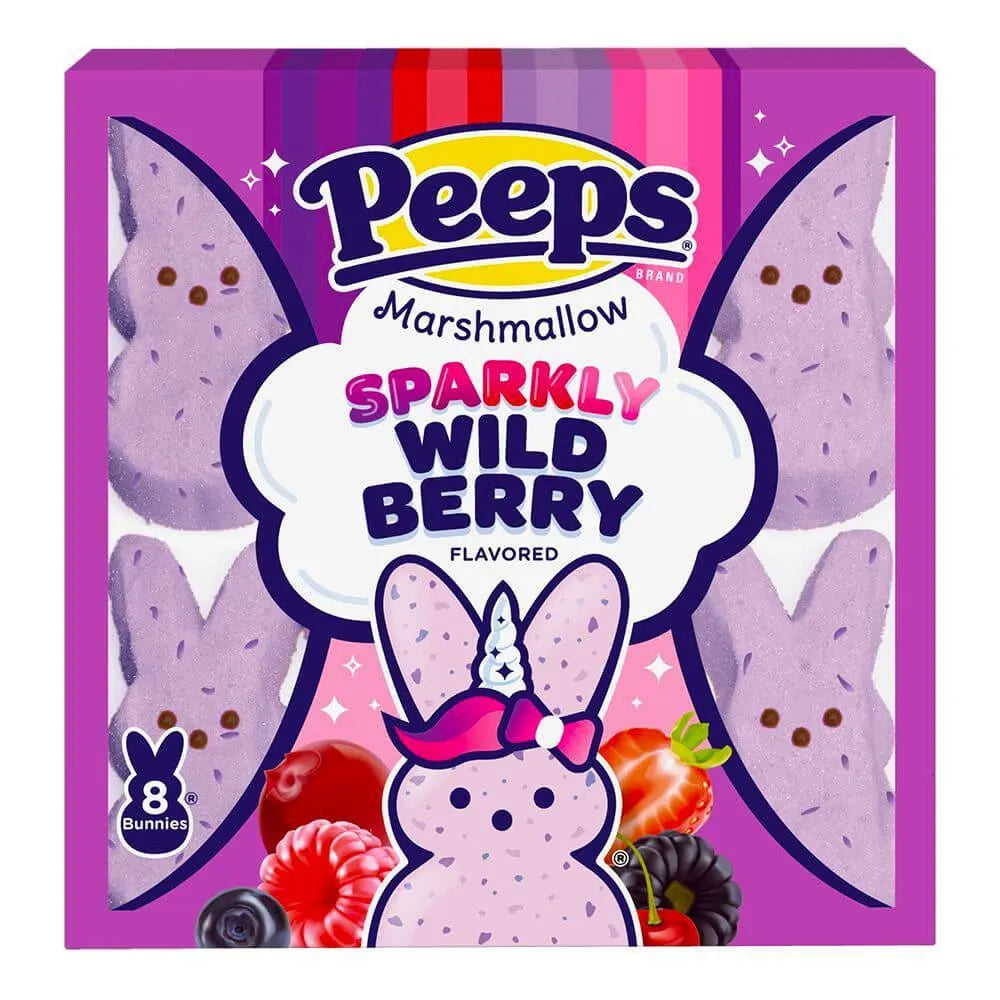 Peeps Marshmallow Candy Bunnies - Sparkly Wildberry: 8-Piece Pack