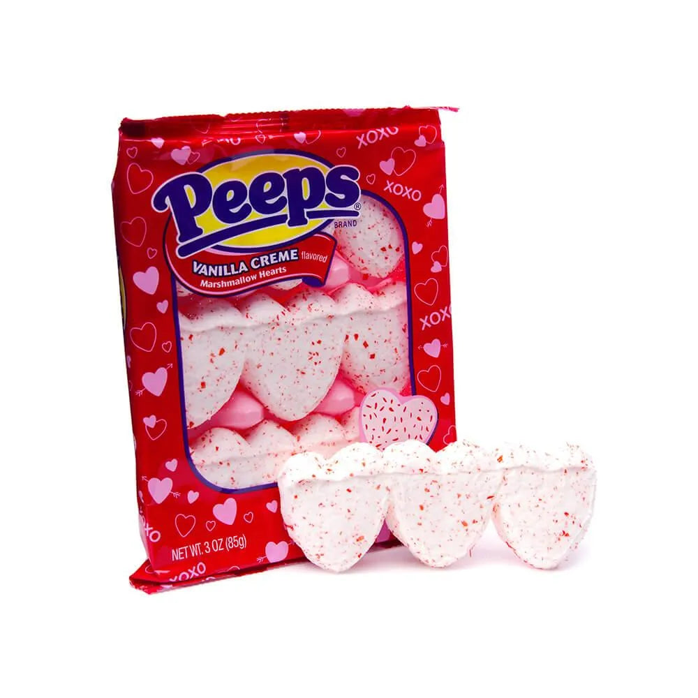 Peeps Marshmallow Hearts Candy 9-Packs - Vanilla Creme: 24-Piece Case