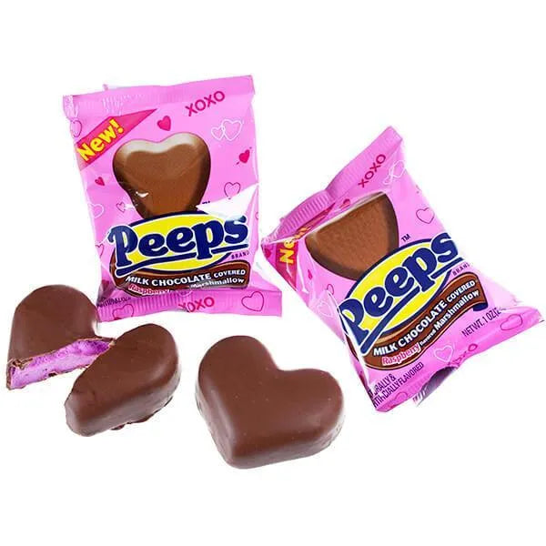 Peeps Milk Chocolate Covered Marshmallow Hearts: 24-Piece Box