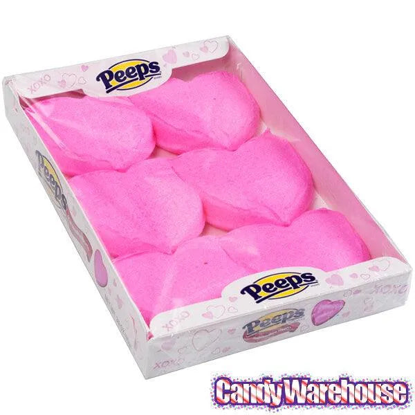 Peeps Pink Marshmallow Hearts Candy Packs: 24-Piece Case