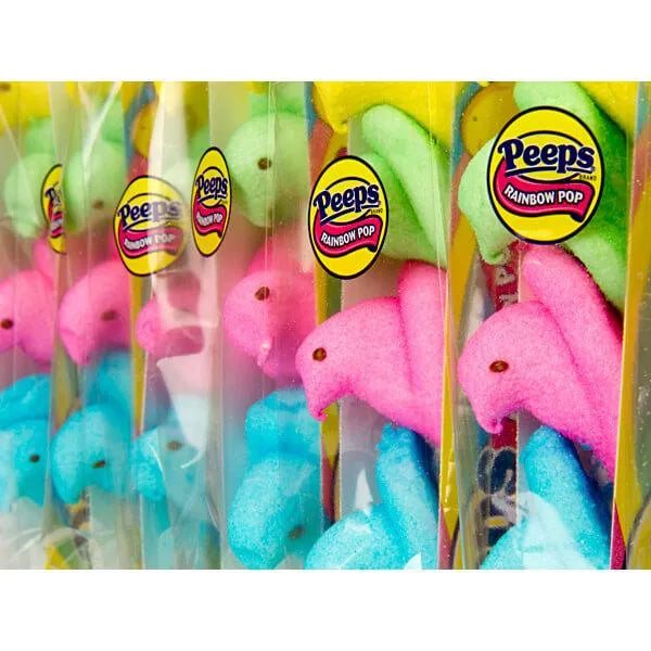 Peeps Rainbow Marshmallow Chicks Pops: 28-Piece Box