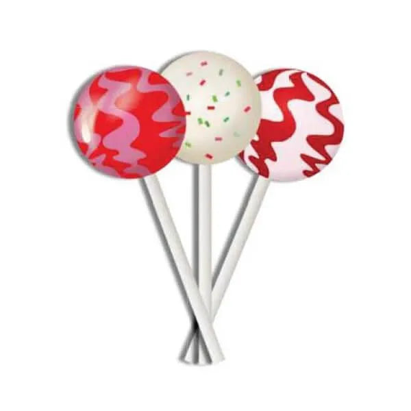 Peppermint Bark, Candy Cane, and Sugar Cookie Christmas Ball Lollipops: 48-Piece Display