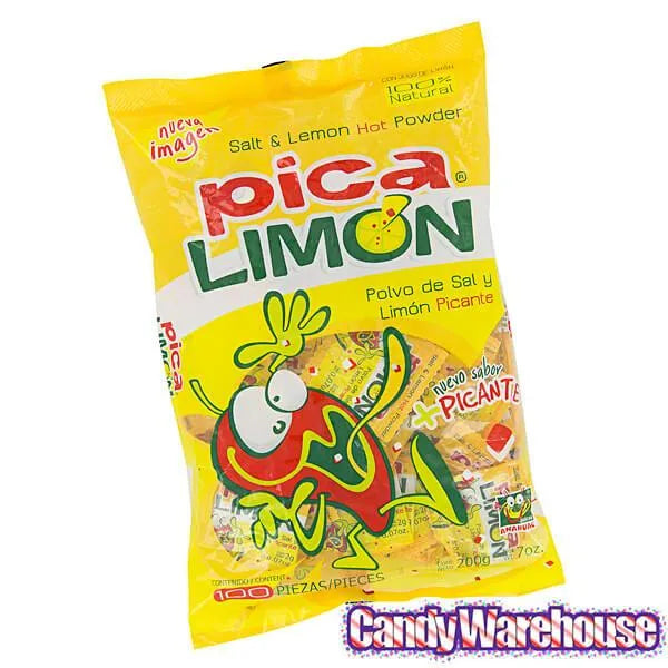 Pica Limon Salt & Lemon Spicy Powder Packs: 100-Piece Bag