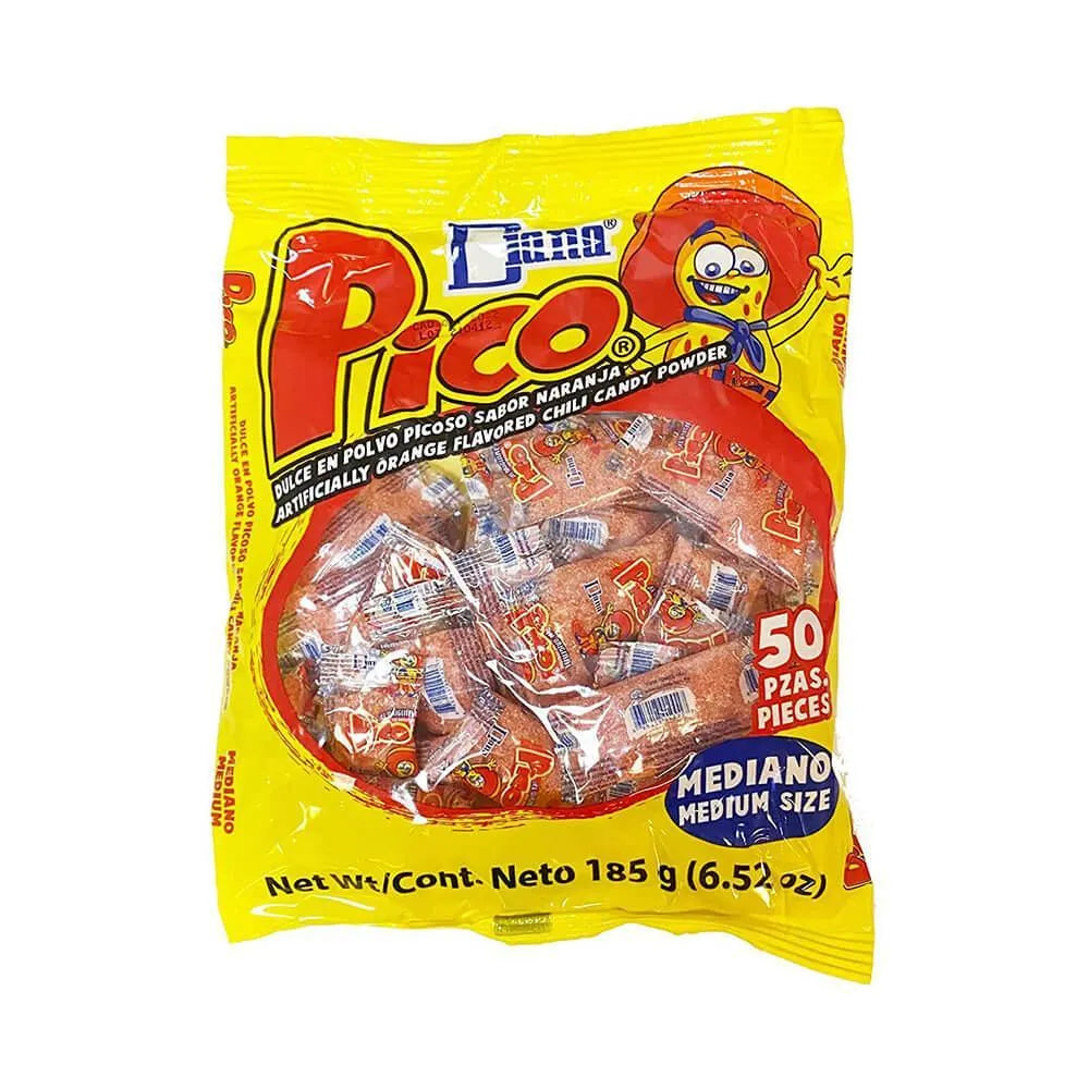 Pico Diana Orange Hot Candy Powder Packs: 50-Piece Bag