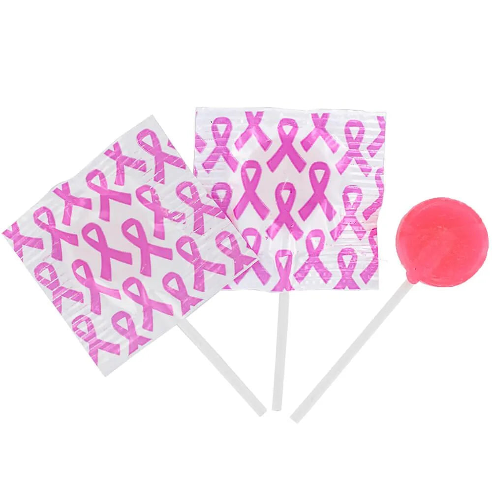 Pink Awareness Ribbon Lollipops: 55-Piece Bag