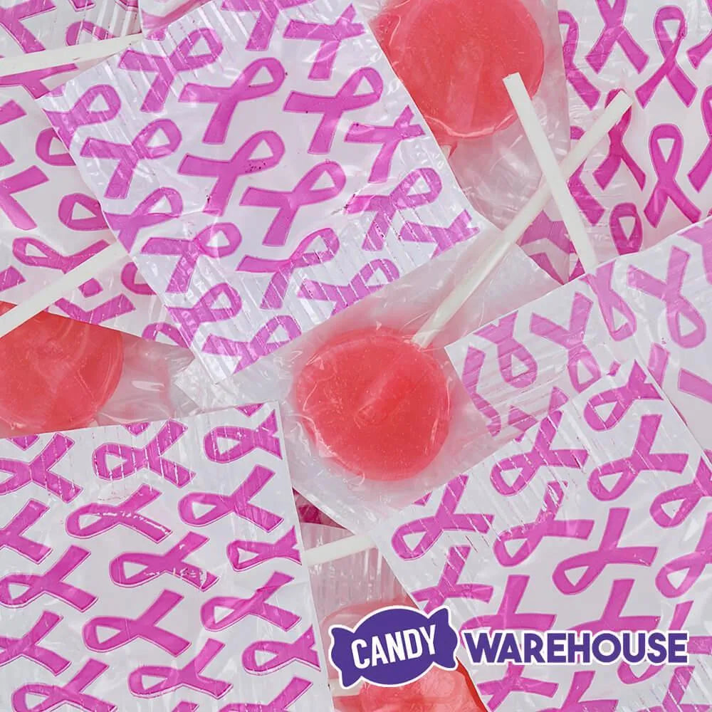 Pink Awareness Ribbon Lollipops: 55-Piece Bag