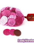 Pink Foiled Milk Chocolate Coins: 1LB Bag