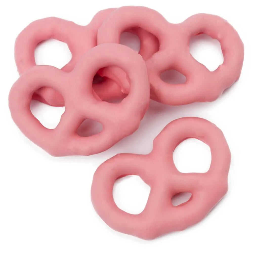 Pink Yogurt Covered Mini Pretzels: 9-Ounce Tub